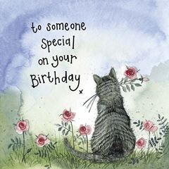 Picture of SUNSHINE CAT AND FLOWERS BIRTHDAY FOIL CARD