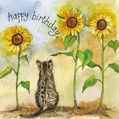 Immagine di CAT & SUNFLOWERS BIRTHDAY CARD