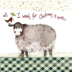 Picture of CHRISTMAS EWE FLITTERED SMALL XMAS CARD