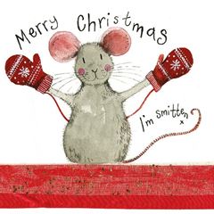 Picture of I'M SMITTEN FLITTERED SMALL XMAS CARD