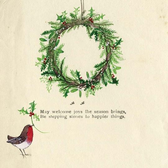 Image sur VINTAGE HOLLY FLITTERED SMALL XMAS CARD