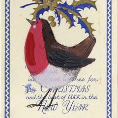 Immagine di VINTAGE ROBIN FLITTERED SMALL XMAS CARD
