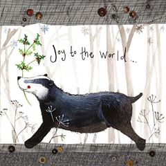 Picture of JOY TO THE WORLD SINGLE FLITTERED XMAS CARD