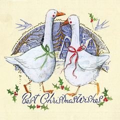Immagine di VINTAGE GEESE SINGLE FLITTERED XMAS CARD