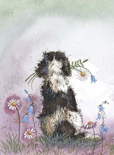 Bild von SPANIEL AND FLOWERS