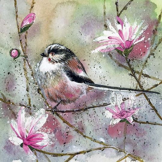 Bild von LONG TAILED TIT AND MAGNOLIA BLANK CARD