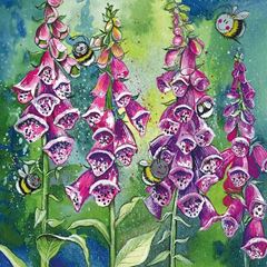 Picture of FOXGLOVES AND BEE BLANK CARD