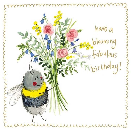 Picture of BEE AND BUNCH OF FLOWERS SPARKLE CARD