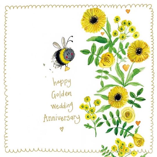 Picture of BEE GOLDEN WEDDING SPARKLE CARD