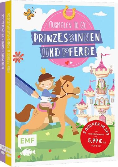 Image sur Ausmalen to go: Prinzessinnen und Pferde– mit 400 Glanz-Stickern