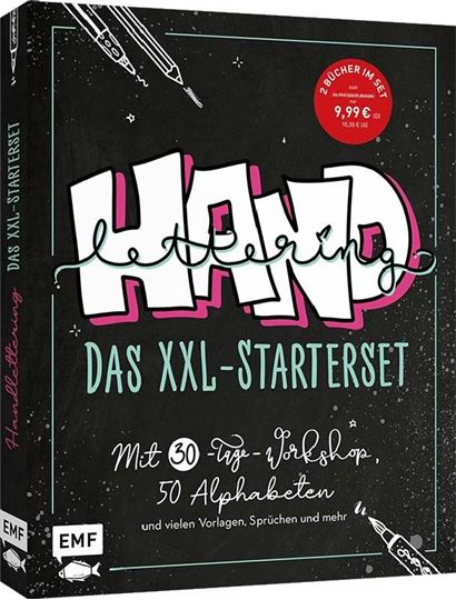 Image sur Handlettering: Das XXL-Starterset – DeinAnfänger-Set mit 2 Büchern im Bundle