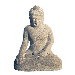 Image de Buddha in Meditation Sandstein grau 10 cm x 15 cm