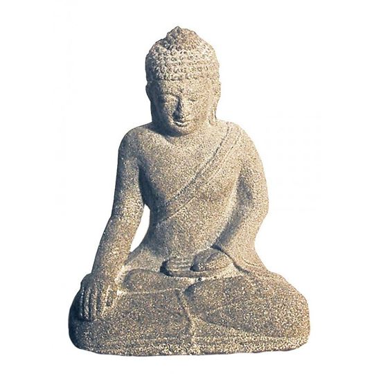 Image sur Buddha in Meditation Sandstein grau 10 cm x 15 cm