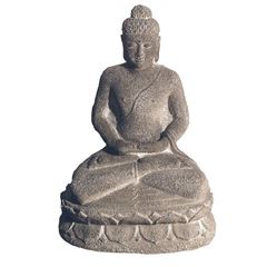 Image de Buddha in Meditation Sandstein grau 15 cm x 24 cm