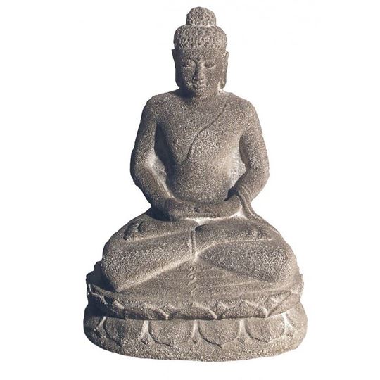 Image sur Buddha in Meditation Sandstein grau 15 cm x 24 cm