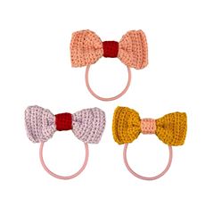 Picture of Hair Elastics Crochet Bow (1/card) Assorted 3 colours , VE-18
