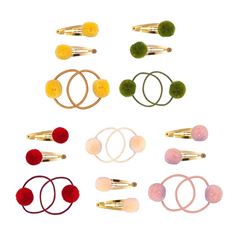 Immagine di Set Hairclips and Hair Elastics Pompom (1 set/card) Assorted 5 colours , VE-25