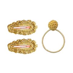 Image de Hairset Crochet Gold (2 Hairclips and 1 Elastic/card), VE-15