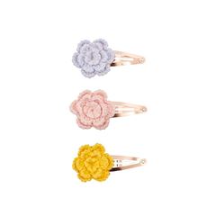 Image de Hairclips Crochet Flowers Pastel (3/card), VE-15