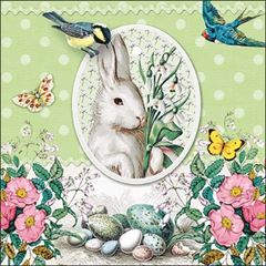 Bild von Premium-Servietten Weisses Kaninchen Ostern