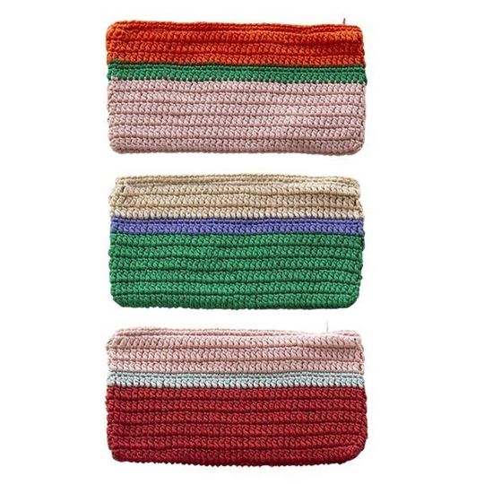 Image sur Crochet Pouch Striped Assorted 3 designs, VE-9