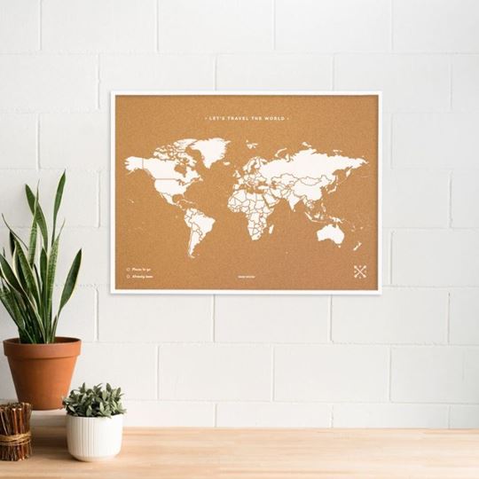 Picture of Woody Cork Map XL - White - White Frame