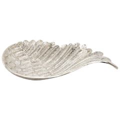 Bild von Silberne Engelsflügel-Schale, Metall, ca. 34 × 19 cm
