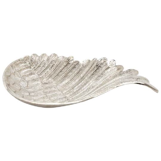 Bild von Silberne Engelsflügel-Schale, Metall, ca. 34 × 19 cm