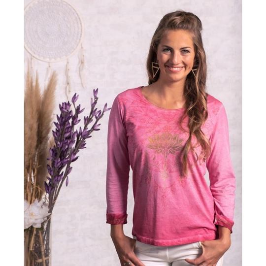 Image sur Shirt Peaceful Lotus mit Spitze in pink-orchidee von The Spirit of OM