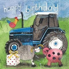 Immagine di TRACTOR AND PRESENT BIRTHDAY CARD