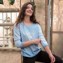 Picture of Shirt Peaceful Lotus mit Spitze in sky-blue von The Spirit of OM