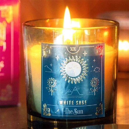 Image sur Tarot Candle The Sun - White Sage