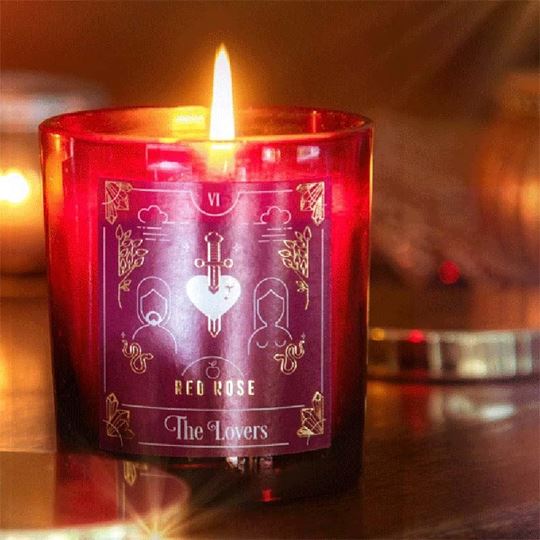 Image sur Tarot Candle The Lovers - Red Rose
