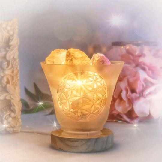 Image sur Tischlampe Blume des Lebens für Edelsteine, LED