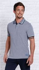 Bild von Polo-Shirt in dunkelblau-weiss-melange von The Spirit of OM