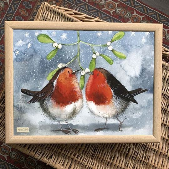 Bild von ROBIN AND MISTLETOE CHRISTMAS LAPTRAYS