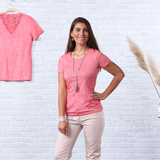 Bild von Spitzenshirt mit 1/4 Arm in flamingo von The Spirit of OM