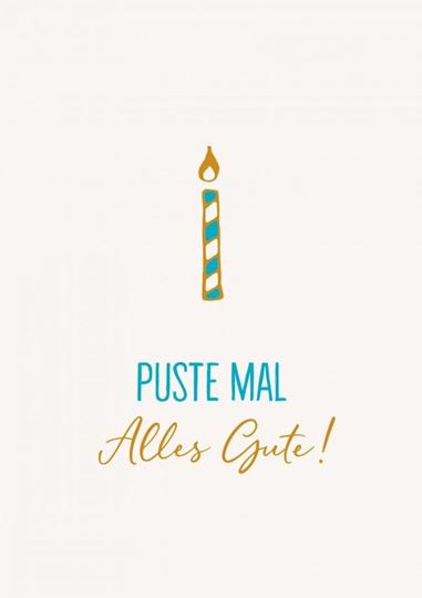Bild von Postkarte. Puste mal - Alles Gute