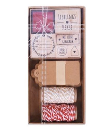 Picture of Selbstgemacht Set mit Holzstempeln & Geschenkanhänger