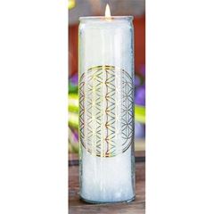 Picture of Stearin-Duftkerze weiss Blume des Lebens