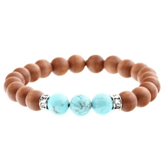 Image sur Motivation Crystal-Apfelholz-Armband mit Türkis