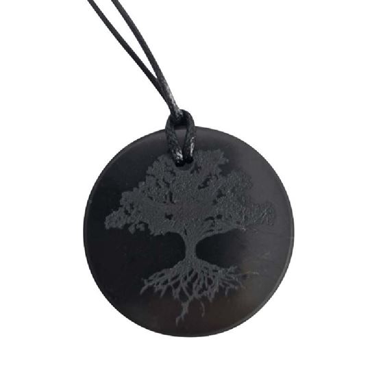 Image sur Schungit-Anhänger Baum des Lebens, Ø 3,5 cm