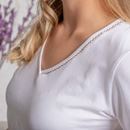 Picture of Shirt Silbergarn Kurzarm V-Neck in weiss von The Spirit of OM
