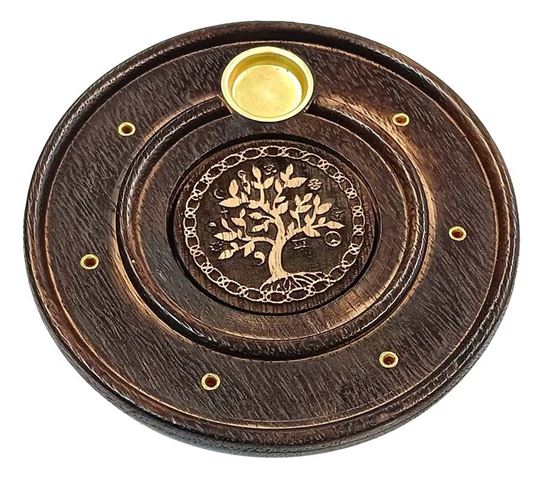 Bild von Räucherstäbchenhalter Baum des lebens Holz rund 10cm