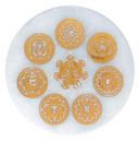 Image sur Selenit-Energiescheibe mit Chakrasymbolik gold Ø10cm