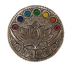 Image de Lotusblume mit Chakraglassteinchen Weissmetallhalter
