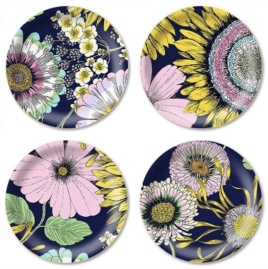 Image sur Michael Angove Sunflower/navy multi Coaster 4 pcs Ø 11 - Jamida of Sweden