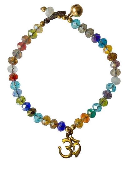 Picture of Armkettchen Om mit 33 Glasperlen, bunt 18cm