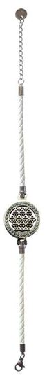 Image sur Armband Blume des Lebens Leder weiss, Edelstahl mit Zirkonia, 19-24cm verstellba