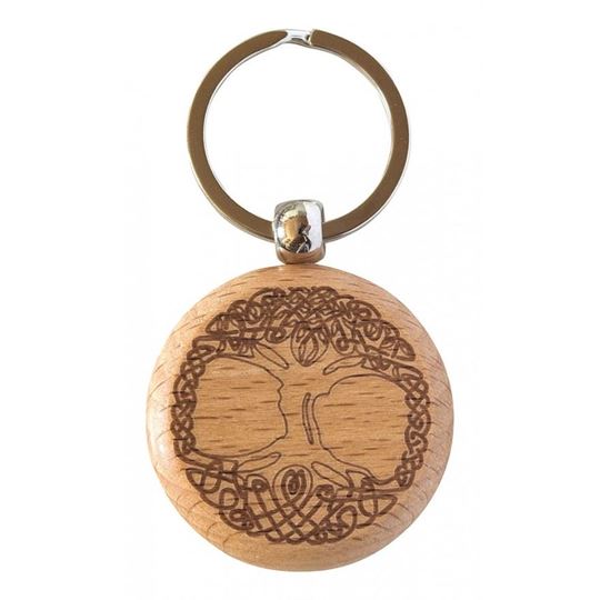 Bild von Schlüsselanhänger Baum des Lebens Buchenholz/Edelstahl 4cm